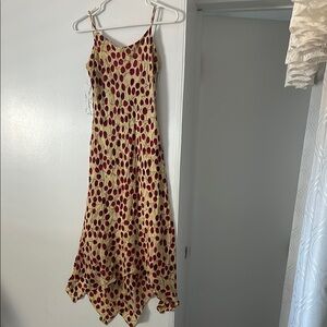 Cream Asymmetrical Ruffled Sundress for Wedding Guest